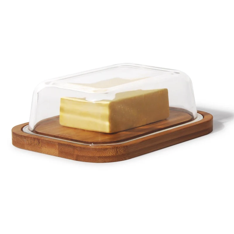 Butterdose,Butterglocke für 250gButter, oder Boraxglas gefertigt mit edlem nachhaltigem natürlicher Deckel,(Pakung1xBecher,1xdeckel)Transparentes Glas