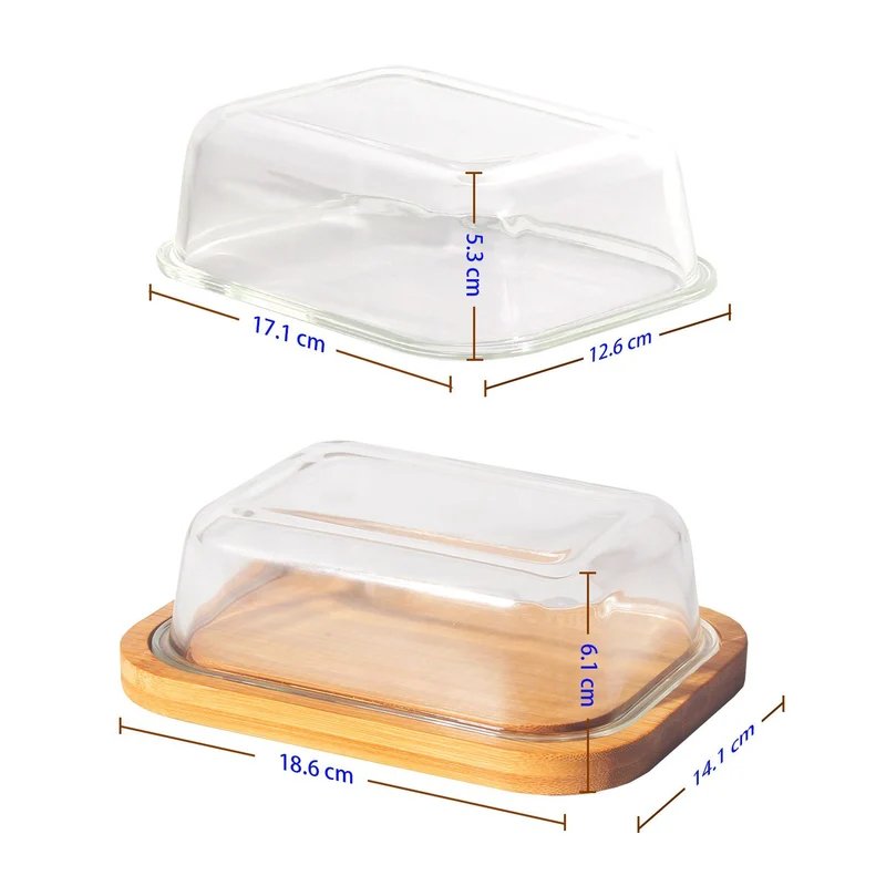 Butterdose,Butterglocke für 250gButter, oder Boraxglas gefertigt mit edlem nachhaltigem natürlicher Deckel,(Pakung1xBecher,1xdeckel)Transparentes Glas