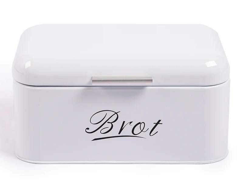 Brotbox mit Deckel, Großer Knäckebrot Box aus Metall, Brot und Kekse Lange Aufbewahren und Trocken Halten, Retro Design 31cm*19cm*16cm (Weiß)