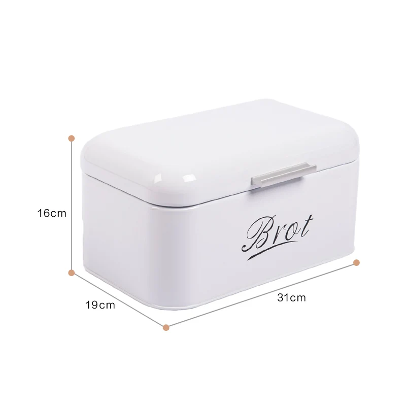 Brotbox mit Deckel, Großer Knäckebrot Box aus Metall, Brot und Kekse Lange Aufbewahren und Trocken Halten, Retro Design 31cm*19cm*16cm (Weiß)