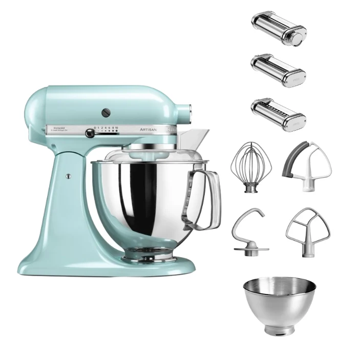 KitchenAid 4,8 L 5KSM175 Artisan Küchenmaschine Pastalover mit Nudelwalzen 3er- Set