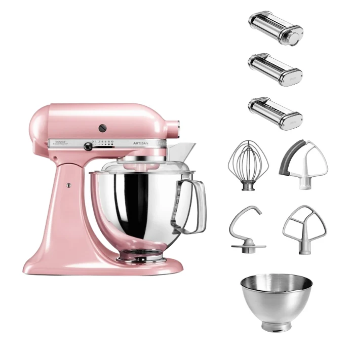 KitchenAid 4,8 L 5KSM175 Artisan Küchenmaschine Pastalover mit Nudelwalzen 3er- Set