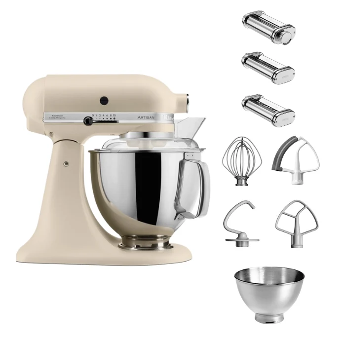 KitchenAid 4,8 L 5KSM175 Artisan Küchenmaschine Pastalover mit Nudelwalzen 3er- Set