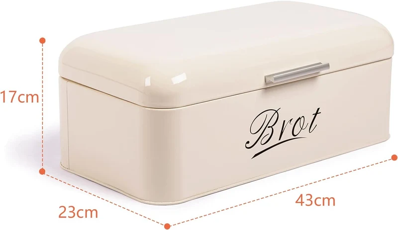 Brotkasten mit Deckel, Großer Knäckebrot Box aus Metall, Brot und Kekse Lange Aufbewahren und Trocken Halten, Retro Design 43cm