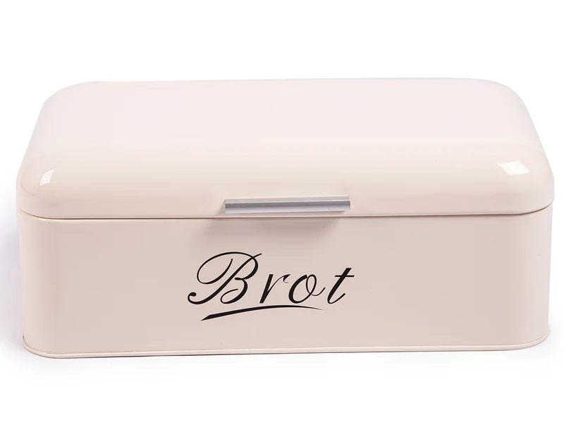 Brotbox mit Deckel, Großer Knäckebrot Box aus Metall, Brot und Kekse Lange Aufbewahren und Trocken Halten, Retro Design 43cm*23cm*17cm (Beige)