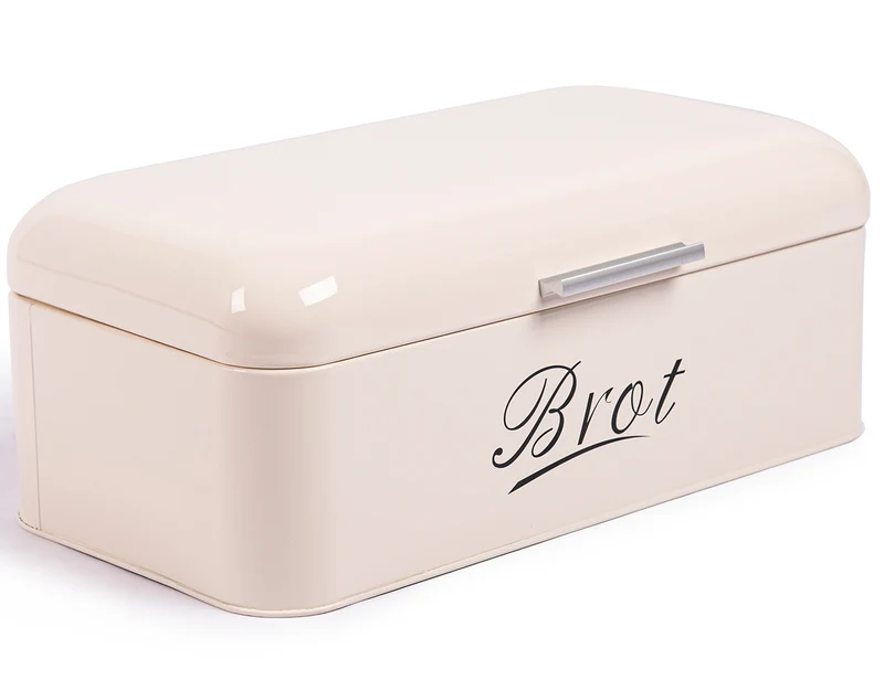 Brotbox mit Deckel, Großer Knäckebrot Box aus Metall, Brot und Kekse Lange Aufbewahren und Trocken Halten, Retro Design 43cm*23cm*17cm (Beige)