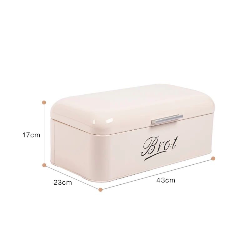 Brotbox mit Deckel, Großer Knäckebrot Box aus Metall, Brot und Kekse Lange Aufbewahren und Trocken Halten, Retro Design 43cm*23cm*17cm (Beige)