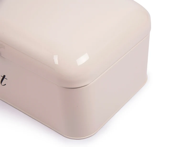 Brotbox mit Deckel, Großer Knäckebrot Box aus Metall, Brot und Kekse Lange Aufbewahren und Trocken Halten, Retro Design 43cm*23cm*17cm (Beige)