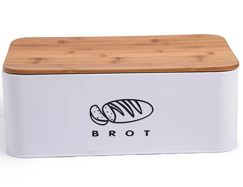 Brotbox mit Deckel, Großer Knäckebrot Box aus Metall, Brotaufbewahrungsbox , Brot,Kekse Lange Aufbewahren und Trocken Halten(Weiß-42cm)