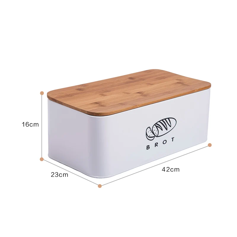 Brotbox mit Deckel, Großer Knäckebrot Box aus Metall, Brotaufbewahrungsbox , Brot,Kekse Lange Aufbewahren und Trocken Halten(Weiß-42cm)