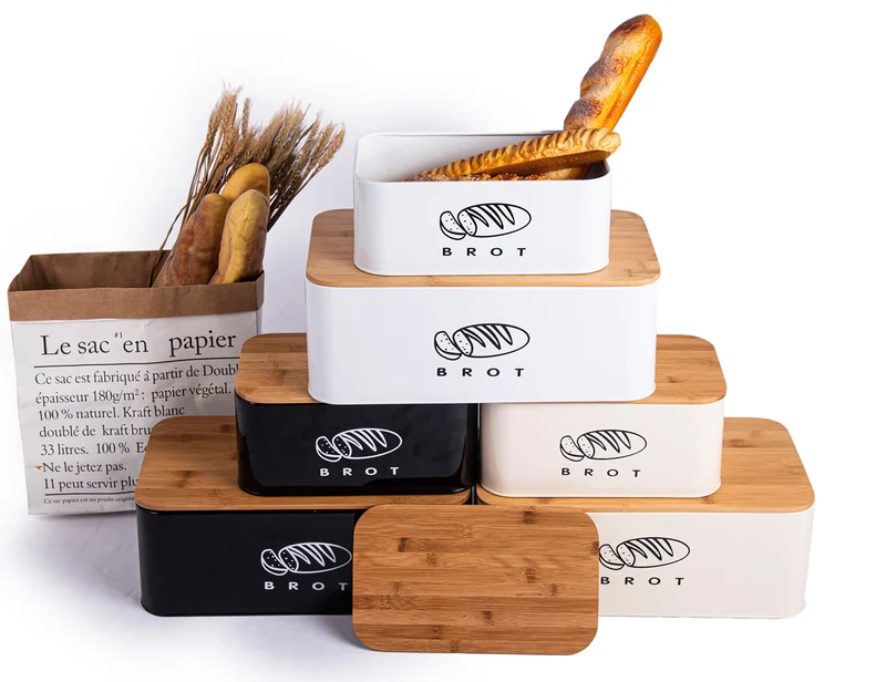 Brotbox mit Deckel, Großer Knäckebrot Box aus Metall, Brotaufbewahrungsbox , Brot,Kekse Lange Aufbewahren und Trocken Halten(Weiß-42cm)