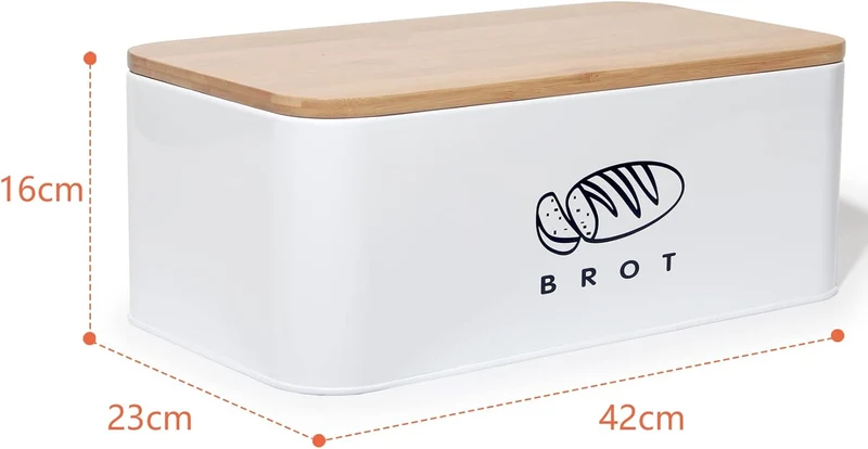 Brotkasten mit Deckel, Großer Knäckebrot Box aus Metall, Brotaufbewahrungsbox , Brot,Kekse Lange Aufbewahren und Trocken Halten(42cm)