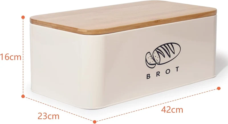 Brotkasten mit Deckel, Großer Knäckebrot Box aus Metall, Brotaufbewahrungsbox , Brot,Kekse Lange Aufbewahren und Trocken Halten(42cm)