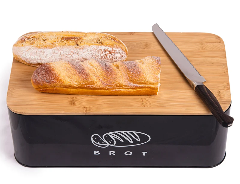 Brotkasten mit Deckel, Großer Knäckebrot Box aus Metall, Brotaufbewahrungsbox , Brot,Kekse Lange Aufbewahren und Trocken Halten(42cm)