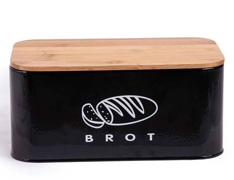 Brotbox mit Deckel, Großer Knäckebrot Box aus Metall, Brotaufbewahrungsbox , Brot,Kekse Lange Aufbewahren und Trocken Halten(Schwarz-30cm)
