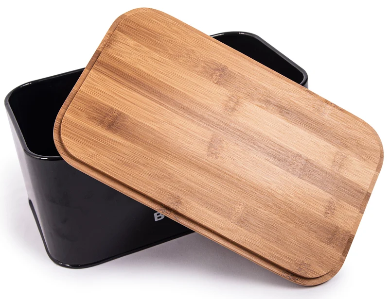 Brotbox mit Deckel, Großer Knäckebrot Box aus Metall, Brotaufbewahrungsbox , Brot,Kekse Lange Aufbewahren und Trocken Halten(Schwarz-30cm)