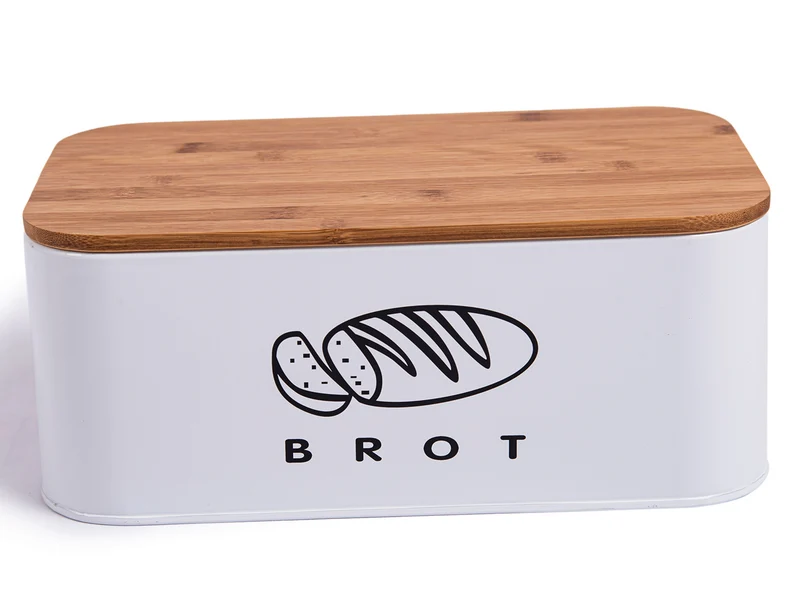 Brotbox mit Deckel, Großer Knäckebrot Box aus Metall, Brotaufbewahrungsbox , Brot,Kekse Lange Aufbewahren und Trocken Halten(Weiß-30cm)