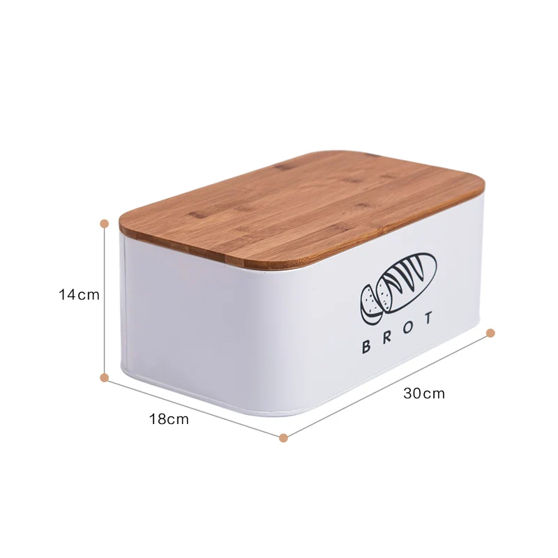 Brotbox mit Deckel, Großer Knäckebrot Box aus Metall, Brotaufbewahrungsbox , Brot,Kekse Lange Aufbewahren und Trocken Halten(Weiß-30cm)