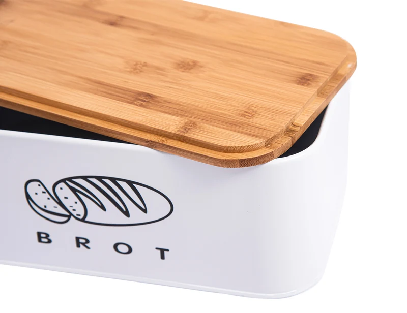 Brotbox mit Deckel, Großer Knäckebrot Box aus Metall, Brotaufbewahrungsbox , Brot,Kekse Lange Aufbewahren und Trocken Halten(Weiß-30cm)
