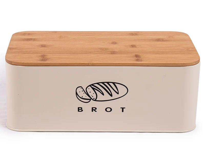 Brotbox mit Deckel, Großer Knäckebrot Box aus Metall, Brotaufbewahrungsbox , Brot ,Kekse Lange Aufbewahren und Trocken Halten (Beige-42cm)