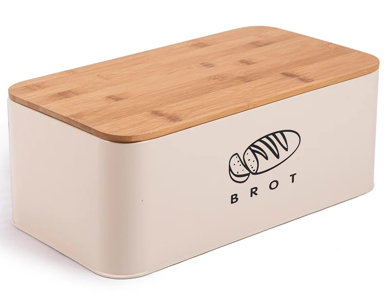 Brotbox mit Deckel, Großer Knäckebrot Box aus Metall, Brotaufbewahrungsbox , Brot ,Kekse Lange Aufbewahren und Trocken Halten (Beige-42cm)