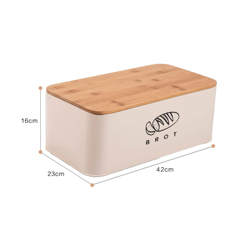 Brotbox mit Deckel, Großer Knäckebrot Box aus Metall, Brotaufbewahrungsbox , Brot ,Kekse Lange Aufbewahren und Trocken Halten (Beige-42cm)