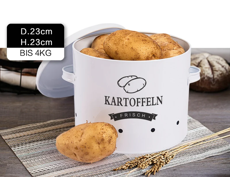 Kartoffel Vorratsdosen Set, Kartoffeltopf im Retro Zwiebeltopf, Vorratsbehälter aus Metall, Kann Kartoffeln für eine Lange Zeit lagern
