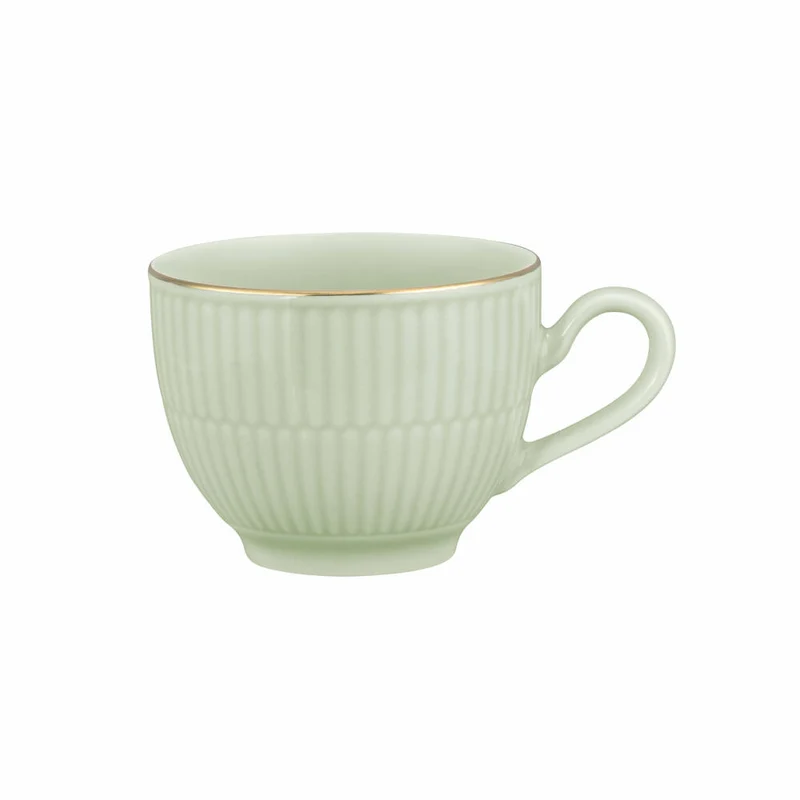 Seltmann Weiden Kaffeobertasse Amina Seladon Goldrand, Kaffeetasse, Porzellan, Grün, 250 ml, 001.776137