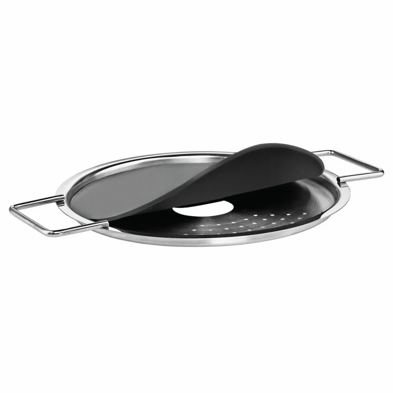Eva Solo Abgießdeckel, Topfdeckel, Edelstahl, Schwarz, Silberfarben, 16 cm, 303016