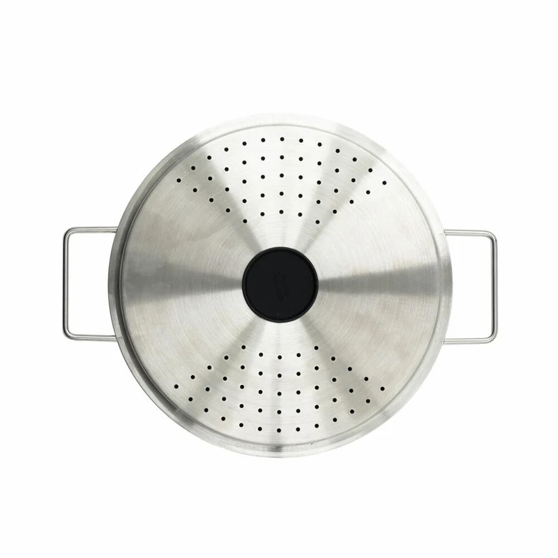 Eva Solo Abgießdeckel, Topfdeckel, Edelstahl, Schwarz, Silberfarben, 24 cm, 303024