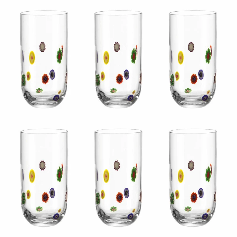 Leonardo Millefiori LD Becher 6er Set, Tasse, Trinkglas, Mehrfarbig, Glas, Ø 8 cm, 490 ml, 17185