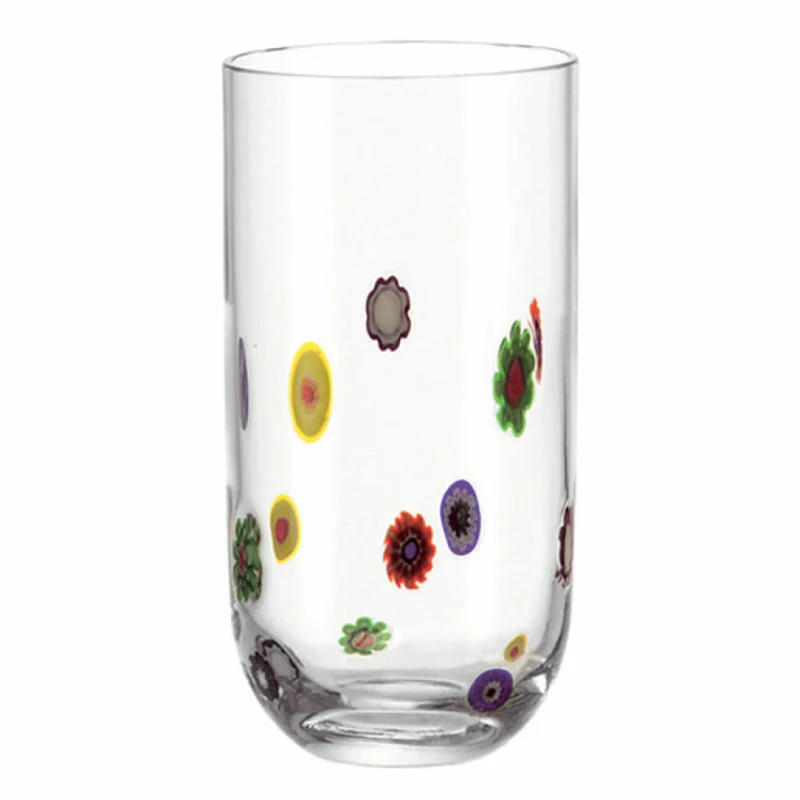 Leonardo Millefiori Becher Groß 2er Set, Trinkglas, Wasserglas, Whiskyglas, Glasbecher, Glas, 490 ml, 86425