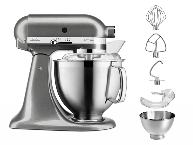 KitchenAid 4,8 L 5KSM185 Artisan Küchenmaschine Allrounderset Fleischwolf+Spritzgebäck+Gemüseschneider