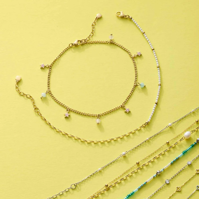 Leonardo Fußkette Gold Juna Ciao, Fußkettchen, Schmuck, Edelstahl Gold, Glassteine, 025061