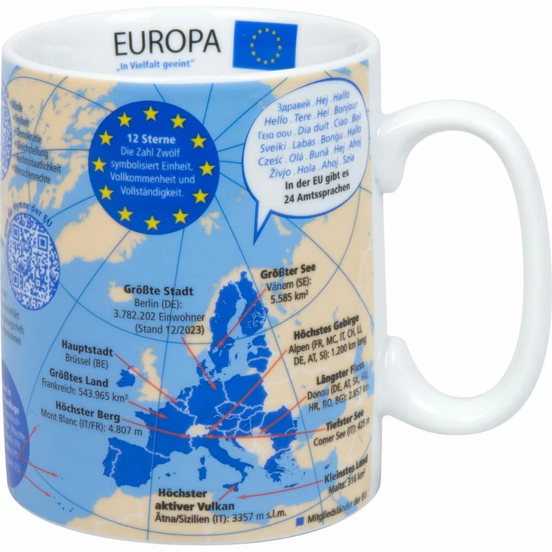 Könitz Wissensbecher Europa, Henkelbecher, Tasse, Porzellan, Bunt, 460 ml, 11 1 330 2944