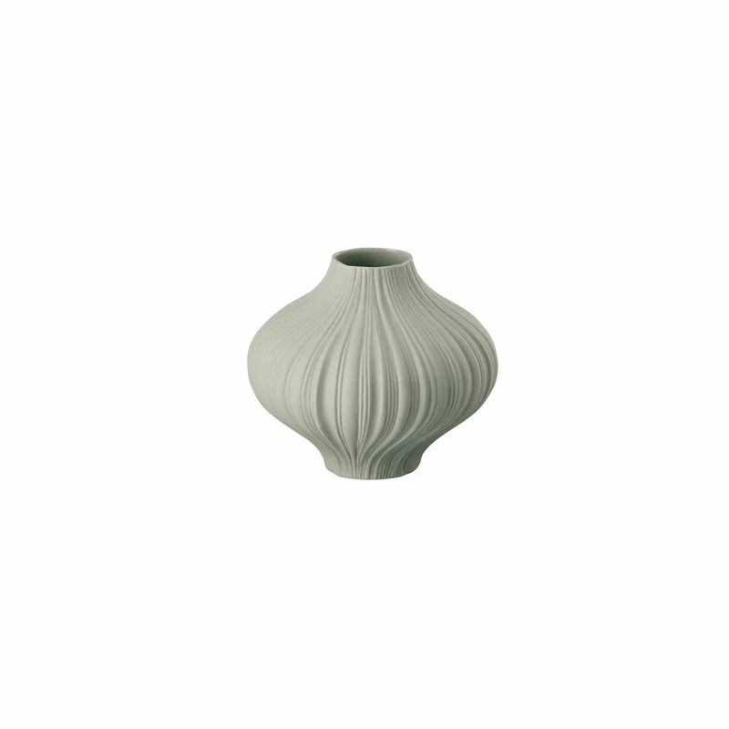 Rosenthal Vase Plissee Lava, Dekovase, Porzellan, Grau, 8 cm, 13027-426320-26008