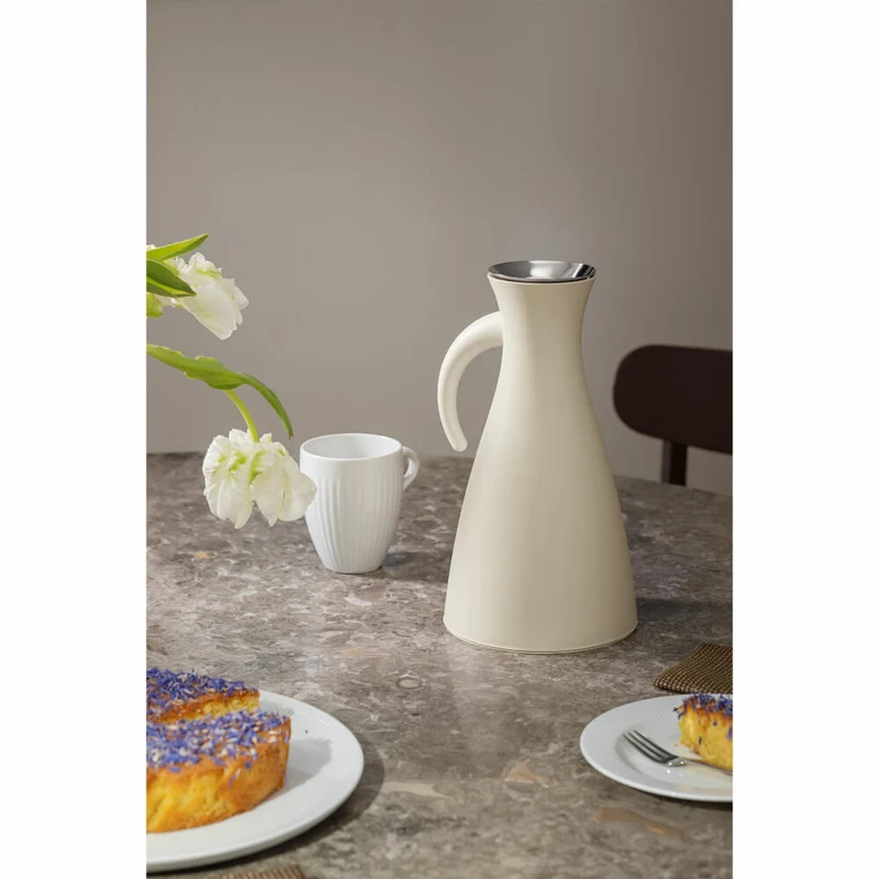 Eva Solo Isolierkanne Coconut, Thermokanne, Edelstahl, Glas, Beige, 1 L, 502889