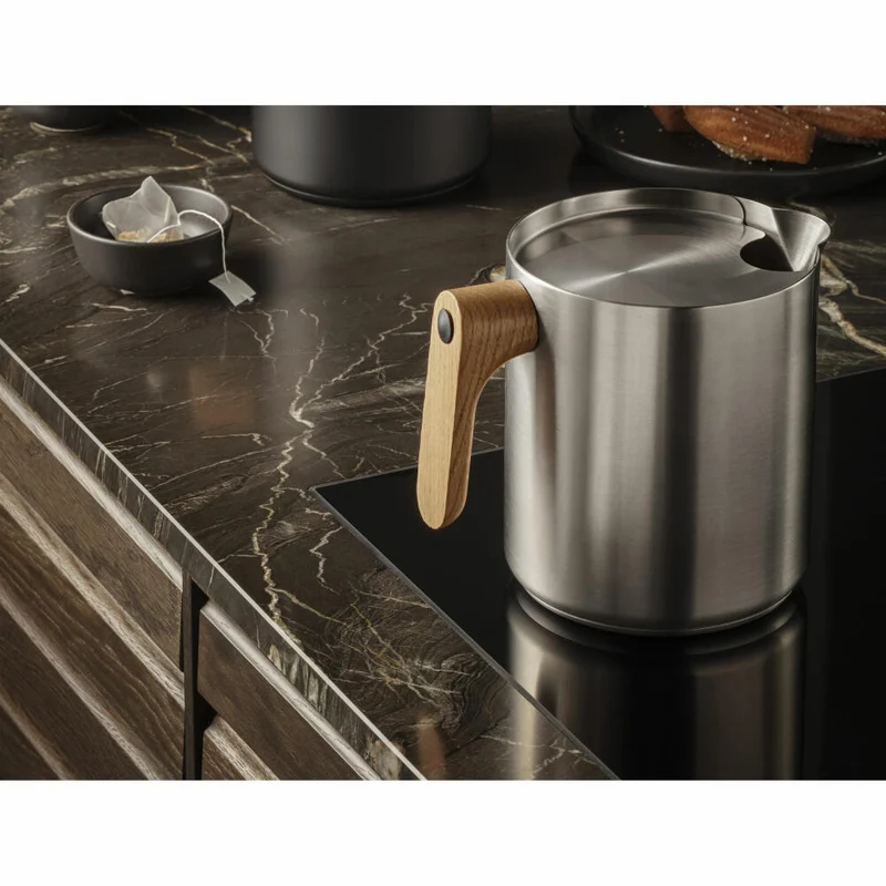 Eva Solo Wasserkessel Nordic Kitchen, Aluminium, Holz, Edelstahl, Silberfarben, 1 L, 502927