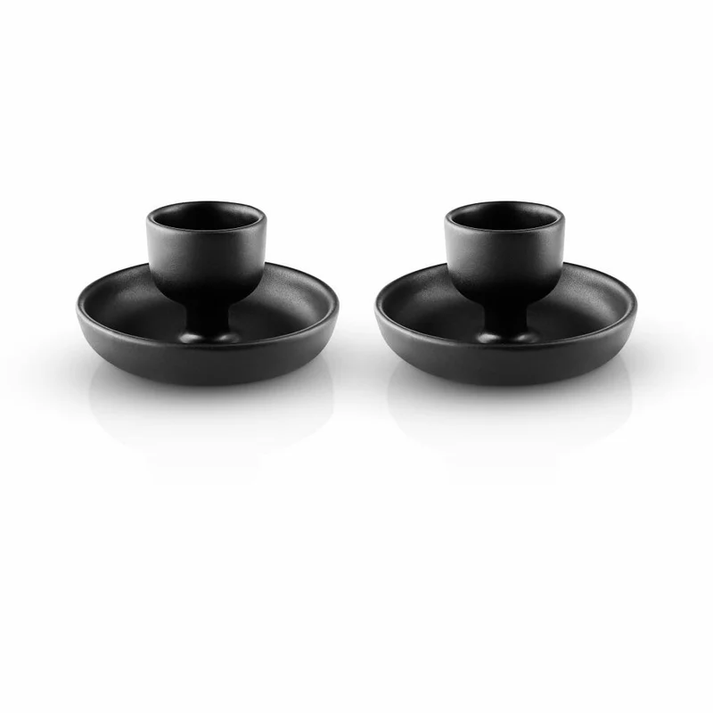 Eva Solo Eierbecher Nordic Kitchen 2er Set, Steinzeug, Schwarz, 11 cm, 512711