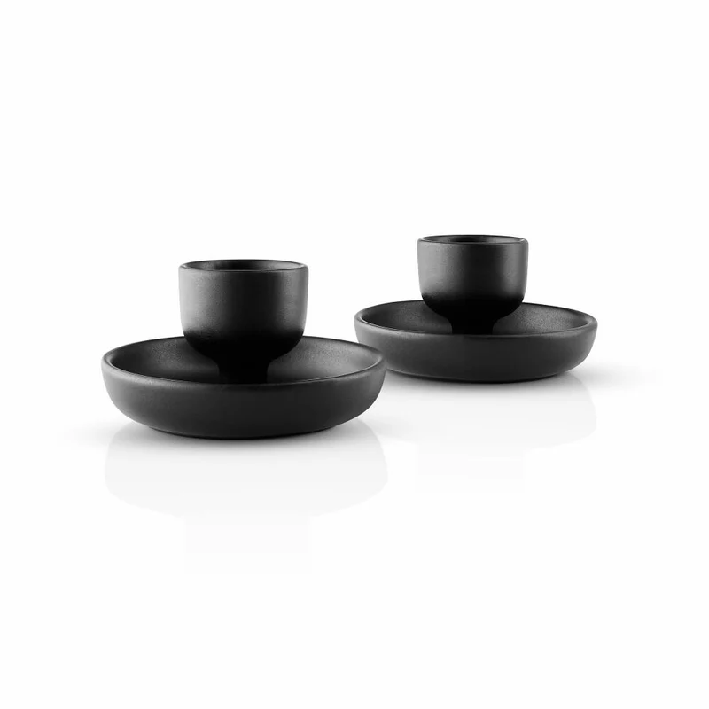 Eva Solo Eierbecher Nordic Kitchen 2er Set, Steinzeug, Schwarz, 11 cm, 512711