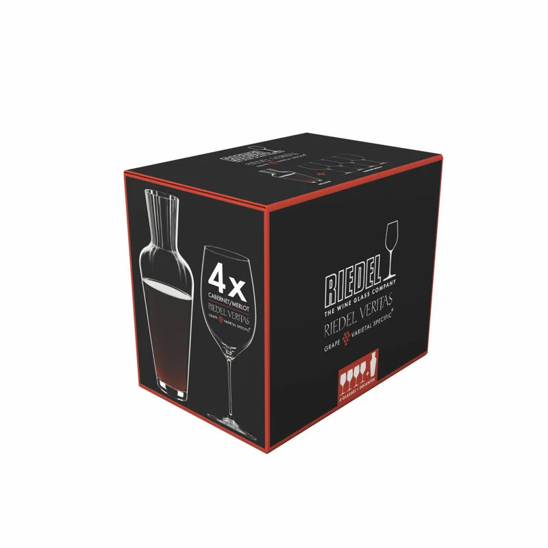 Riedel Veritas Cabernet Merlot Mosel, 5-tlg., Rotweingläser, Dekanter, Rotweinglas, 5449/0-MOS