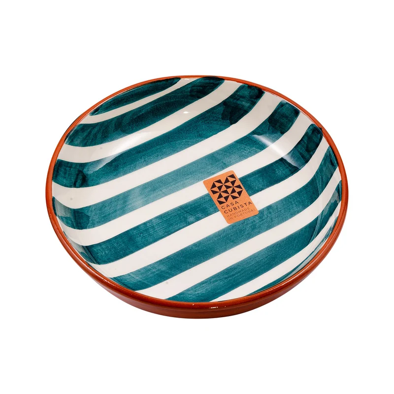 Keramikschale mittel – bold stripes teal