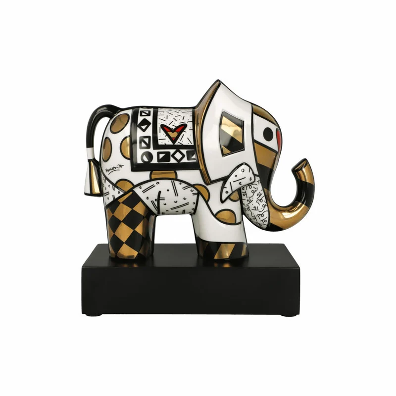 Goebel Figur Romero Britto - Golden Great India 2, Porzellan, Gold, 22 cm, 66453341
