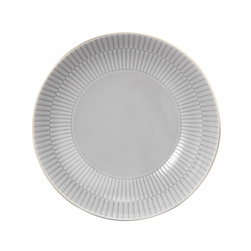 Seltmann Weiden Suppenteller Rund Amina Silbergrau Goldrand, Speiseteller, Porzellan, Grau, 21.2 cm, 001.776125