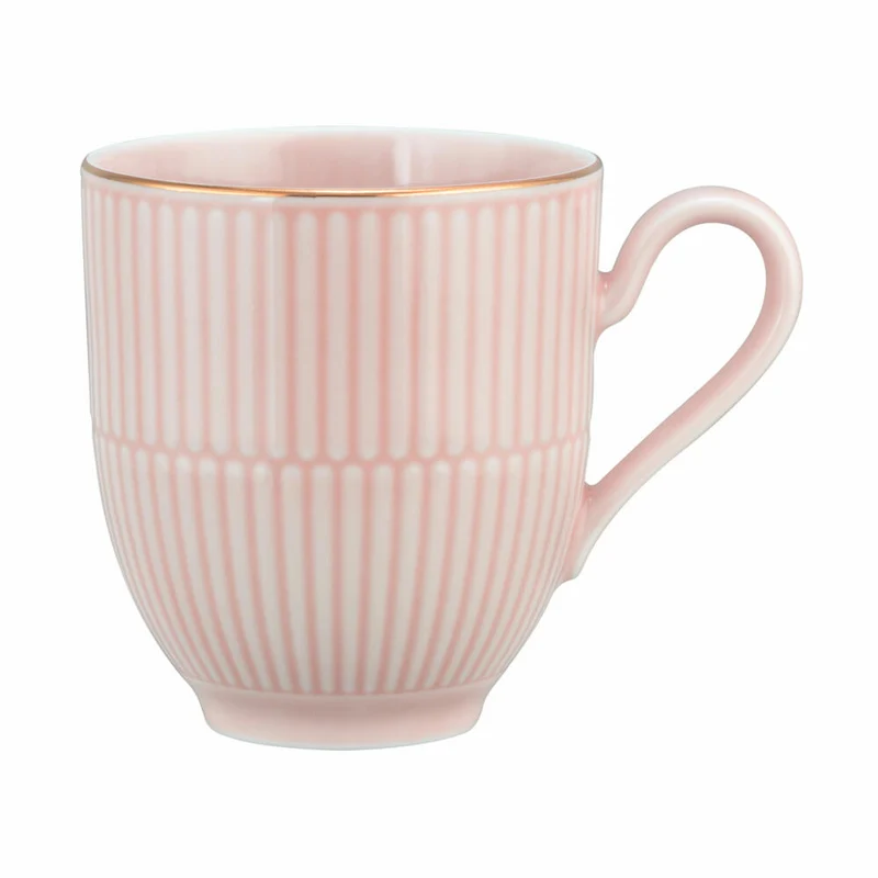 Seltmann Weiden Becher mit Henkel Amina Rosé Goldrand, Kaffeebecher, Porzellan, Rosa, 360 ml, 001.776106