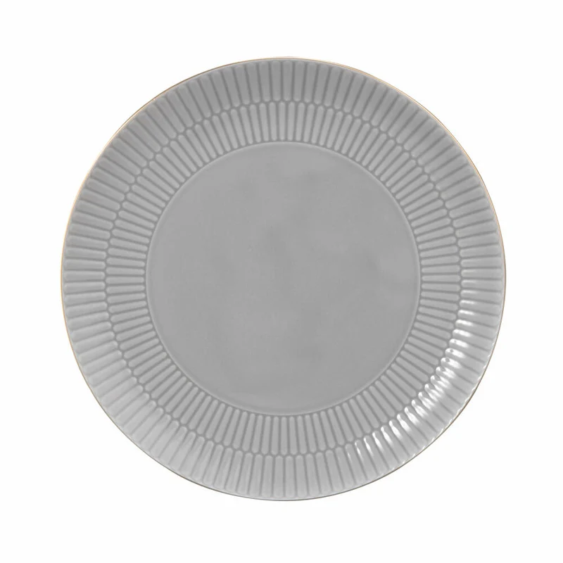 Seltmann Weiden Frühstücksteller Rund Amina Silbergrau Goldrand, Teller, Porzellan, Grau, 22.7 cm, 001.776122