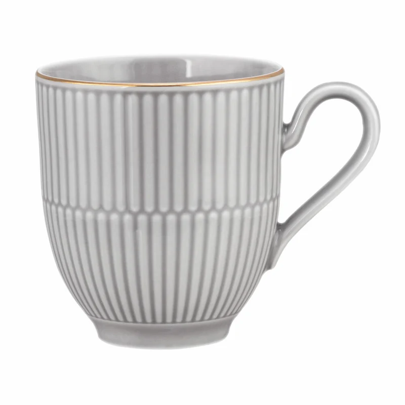 Seltmann Weiden Becher mit Henkel Amina Silbergrau Goldrand, Kaffeebecher, Porzellan, Grau, 360 ml, 001.776123