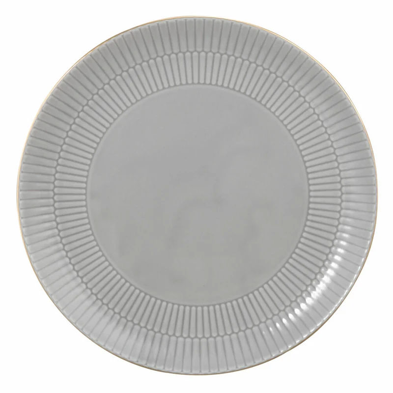 Seltmann Weiden Speiseteller Rund Amina Silbergrau Goldrand, Teller, Porzellan, Grau, 27.8 cm, 001.776124