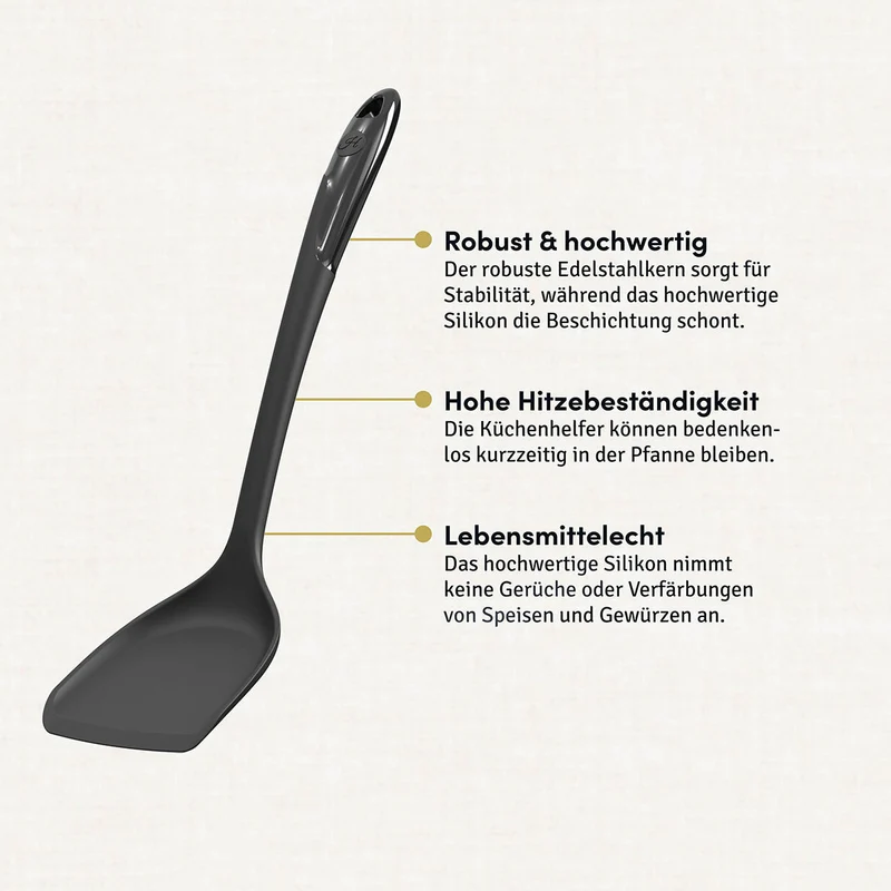Pfannenschaufel mit robusten Edelstahlkern