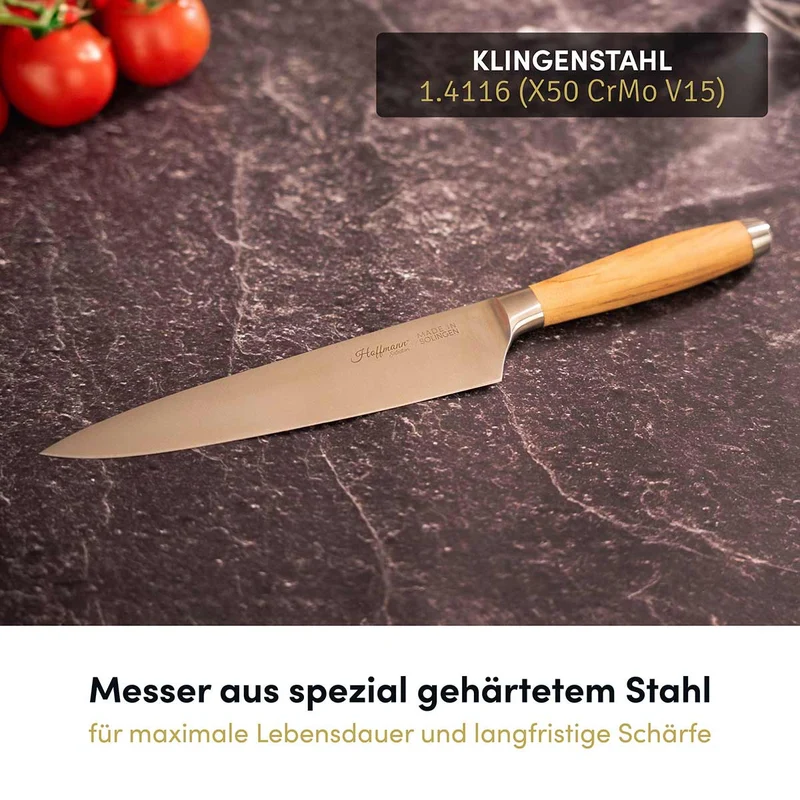 Chefmesser 21 cm Olivenholzgriff I handgefertigt in Solingen